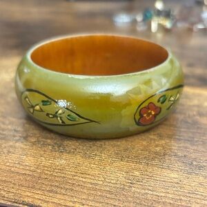 Hand-Painted Green Bangle Bracelet